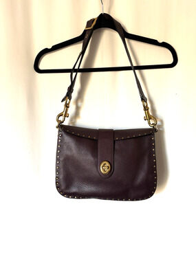Coach Shoulder Bag Leather Page Oxblood Gold Toned Hardware